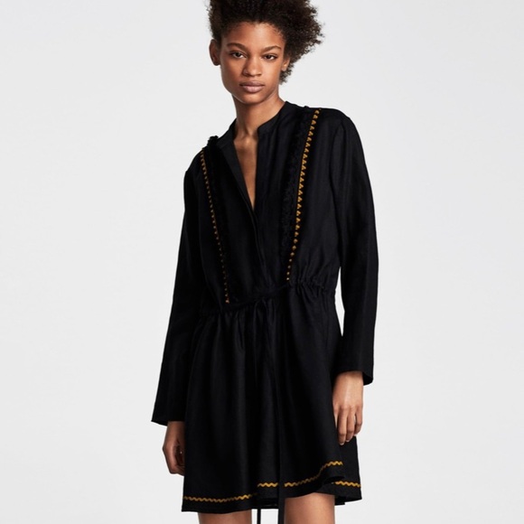 Zara bohemian black tunic dress - Picture 2 of 6